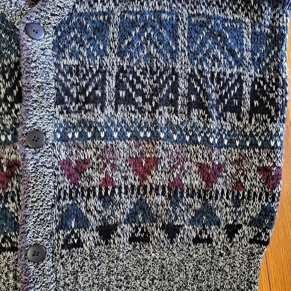 Vintage Impact Men's Sweater Vest 80's Leather Patches Geometric Grunge V-neck L - Picture 3 of 8